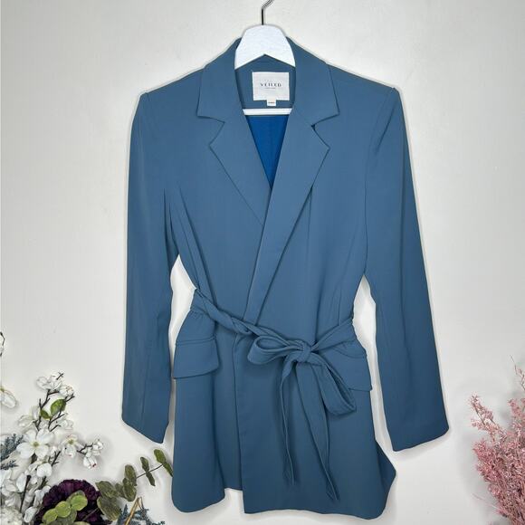 VEILED NEW YORK Timani Tie Waist Blazer Daylight Blue {V47} - Picture 2 of 5